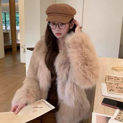 Зимнее новое пальто из искусственного лисьего меха и кожи тока, утолщенное и красивое меховое пальто