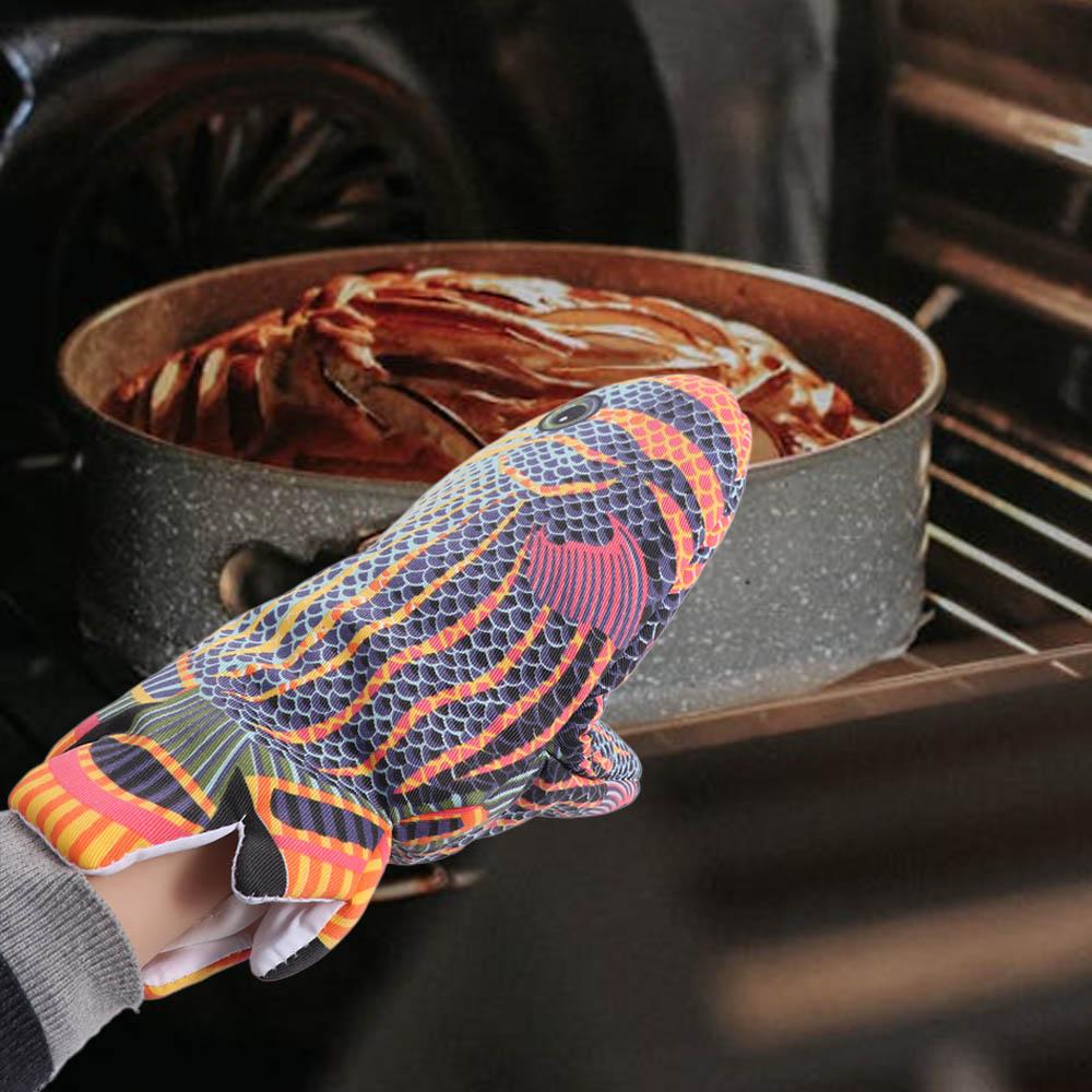 Creative Non-slip Fish Shape Oven Mitts Anti-scalding Soft BBQ Glove Cartoon Heat Resistant Microwave Glove Restaurant