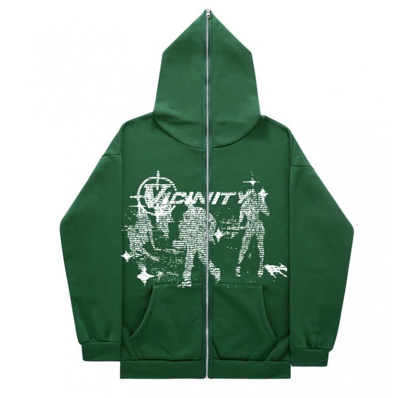 Y2K Zip Up Hoodie Vintage Hip Hop Cardigan Sweatshirt Women Streetwear