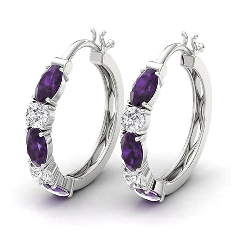 BELLA BOX Модные популярные синие драгоценные камни с бриллиантами, темперамент, простые и нежные цветные сокровища, маленькие свежие женские серьги