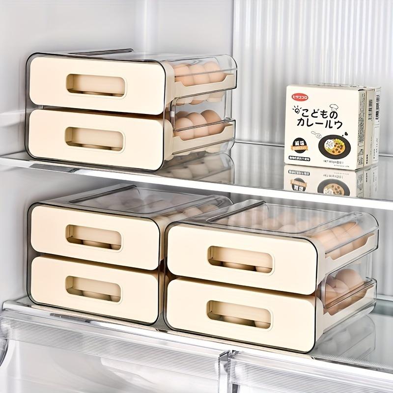 Органайзер для яиц на холодильник, держатель для яиц для холодильника, двухъярусный ящик, складной ящик для хранения яиц, прозрачный пластиковый держатель для яиц
