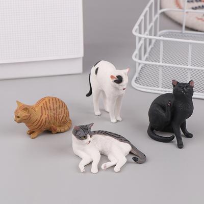 Твердая имитация модели животного, лежащая оранжевая фигурка кошки, симпатичное украшение для рабочего стола, мини-модель кошки, орнамент