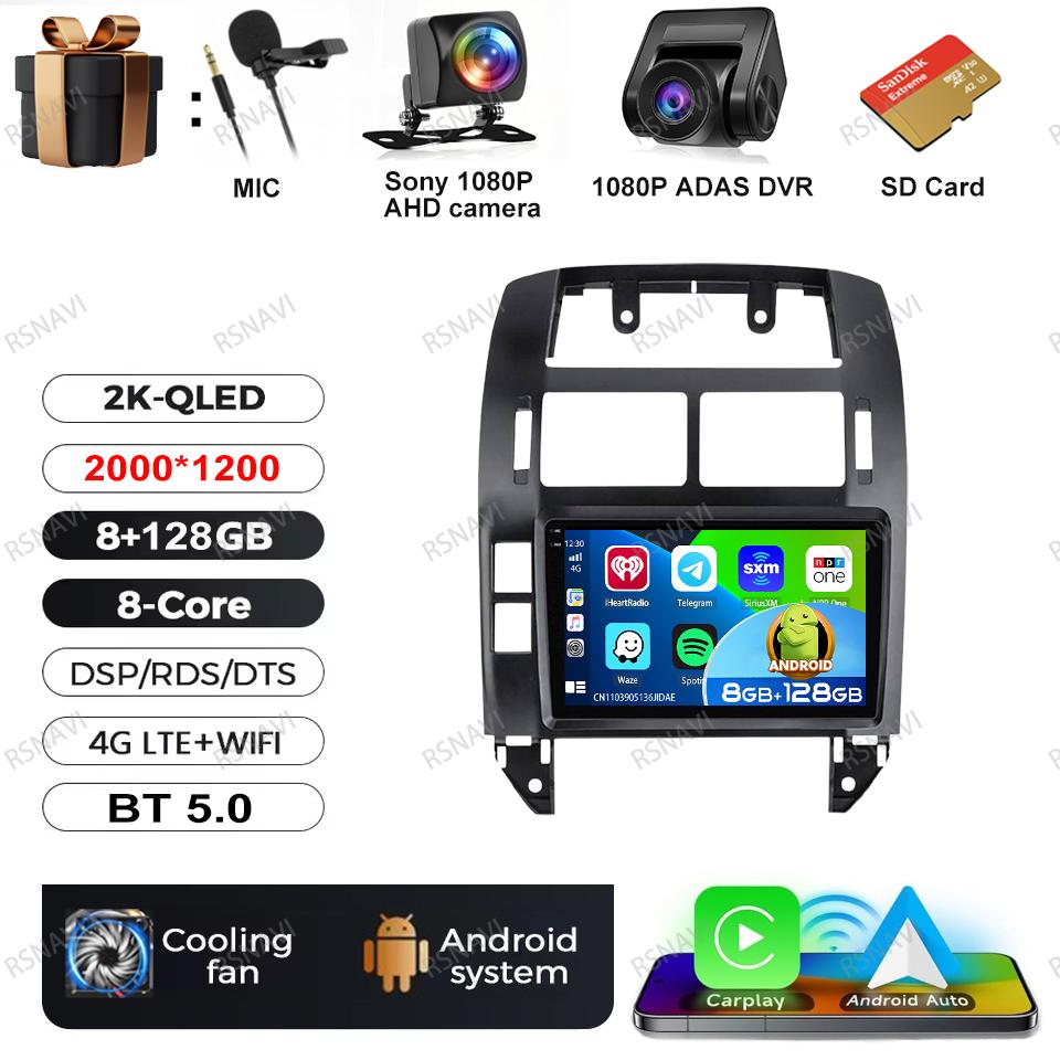 Car Radio Android 16 For Volkswagen VW Polo MK4 6Q 9N 9N3 2004-2009 4G LTE Stereo Multimedia Autoradio Wireless Carplay Auto BT