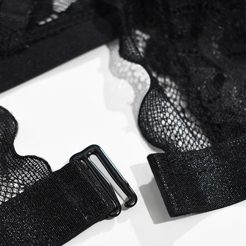 European and American Plus Size Lingerie Lace Gathered Front Buckle No Steel Ring Bra Sexy Big Chest Small Thin Cup Beautiful Back