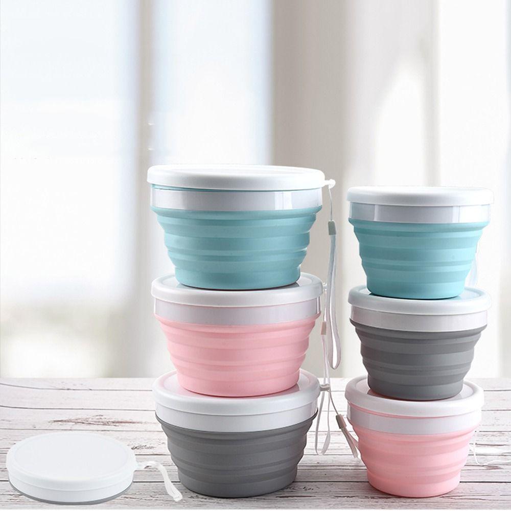 Food Grade Silicone Foldable Bowl Lid Folding Lunch Box Soft Portable Food Container  Outdoor