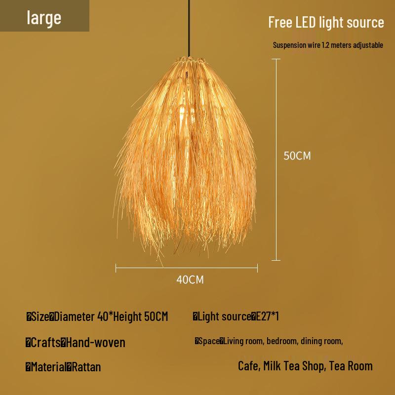 Бамбуковая ротанговая подвесная лампа: Дзен-освещение для чайной комнаты, столовой или чайного домика - Японский антикварный стиль