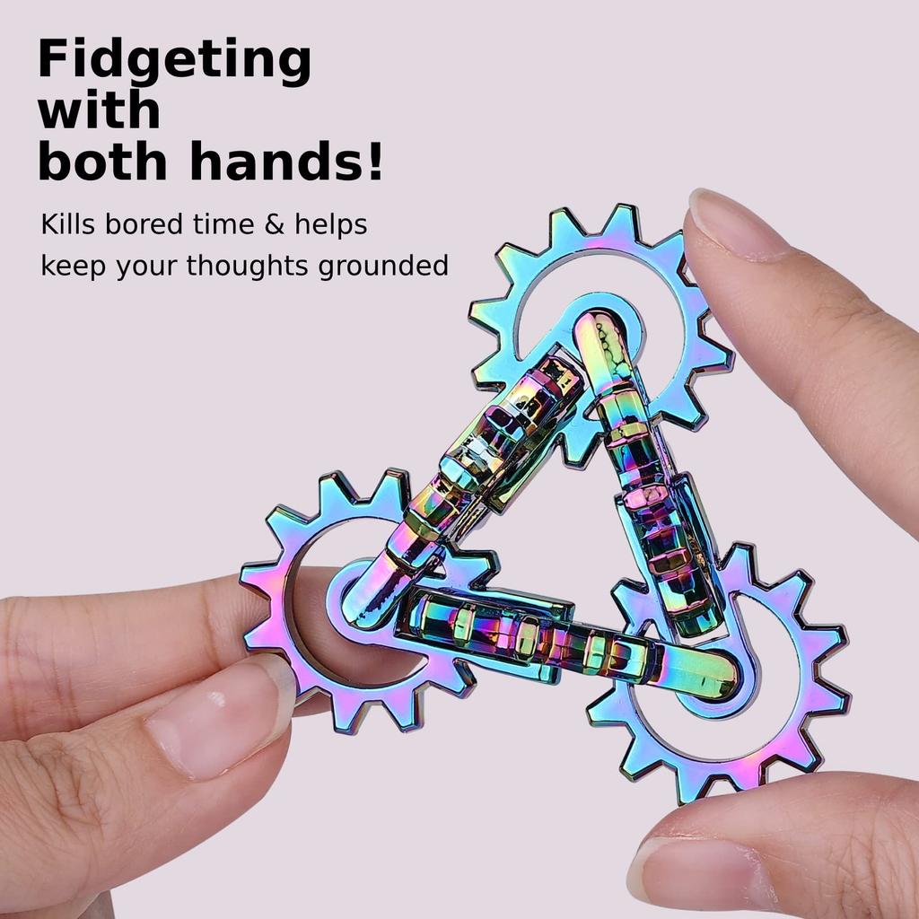MAKWEN Infinity Gear Fidget Toy Flippy Metal Fidget Finger Toy Stress Anxiety Adult EDC Fidget Cool and Enchanting - Never-Ending - Relief, Relief, -