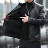 Мужская кожаная куртка Весна и осень Куртка-локомотив Воротник-стойка Мужская верхняя модная короткая кожаная куртка Бархатная кожаная куртка