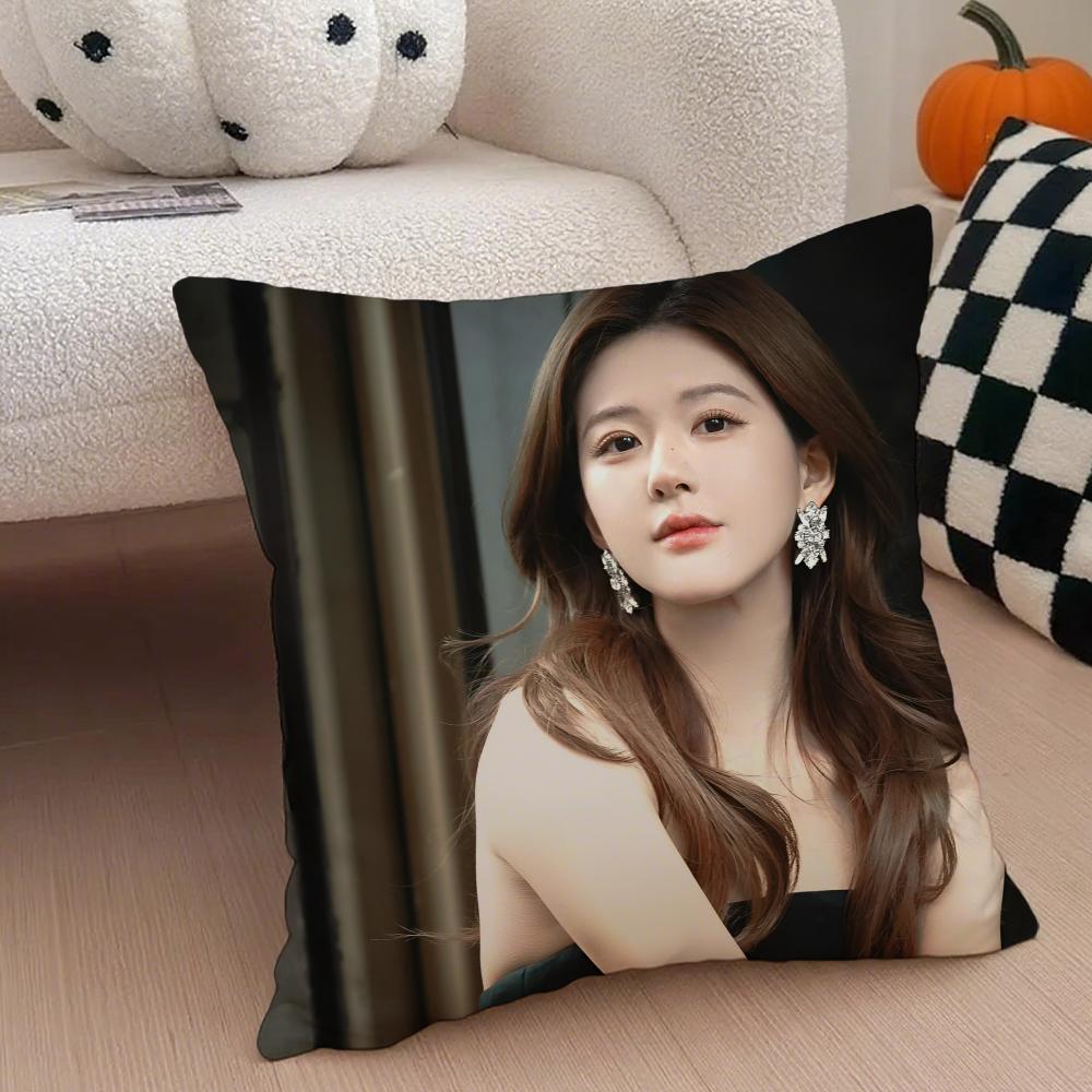 Cute Talented Chinese Beautiful Actress RRosy Cushion Cover Throw Pillow Cover Hidden Button Durable Polyester Chair Cushion