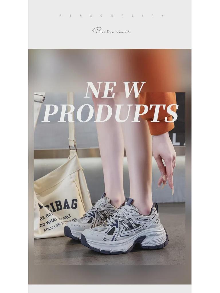 Весна 2025 г. Женские кроссовки на массивной платформе — стройнящая, универсальная, повседневная спортивная обувь