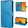 Case for Samsung Galaxy A26 5G - BOOLING - Anti-Scratch Synthetic Leather Floral Relief Blue