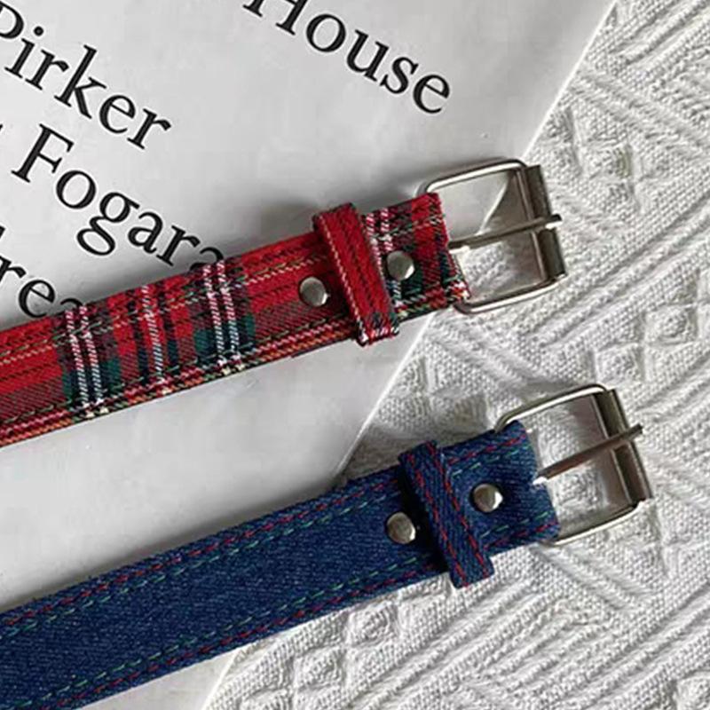 Belt Y2k Dopamine Flower Red Plaid Belt, Female Sweet Cool Babes Denim Blue Tide