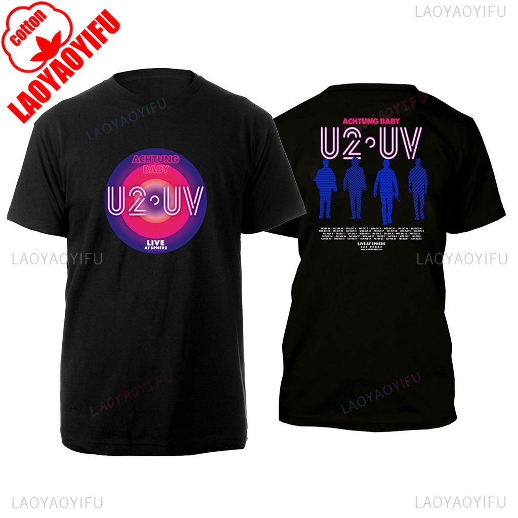 Unisex U2 Band Rock Music Album Inspired Tee 20th Anniversary Vintage Classic Song Graphic Casual Streetwear Top