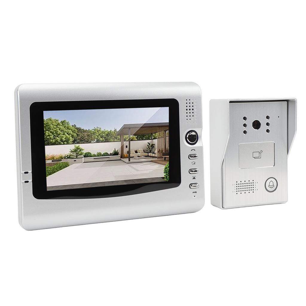 Проводная система видеодомофона с защитой от дождя, ИК-подсветкой ночного видения, широкоугольным видеодомофоном на 120º с 7-дюймовым дисплеем