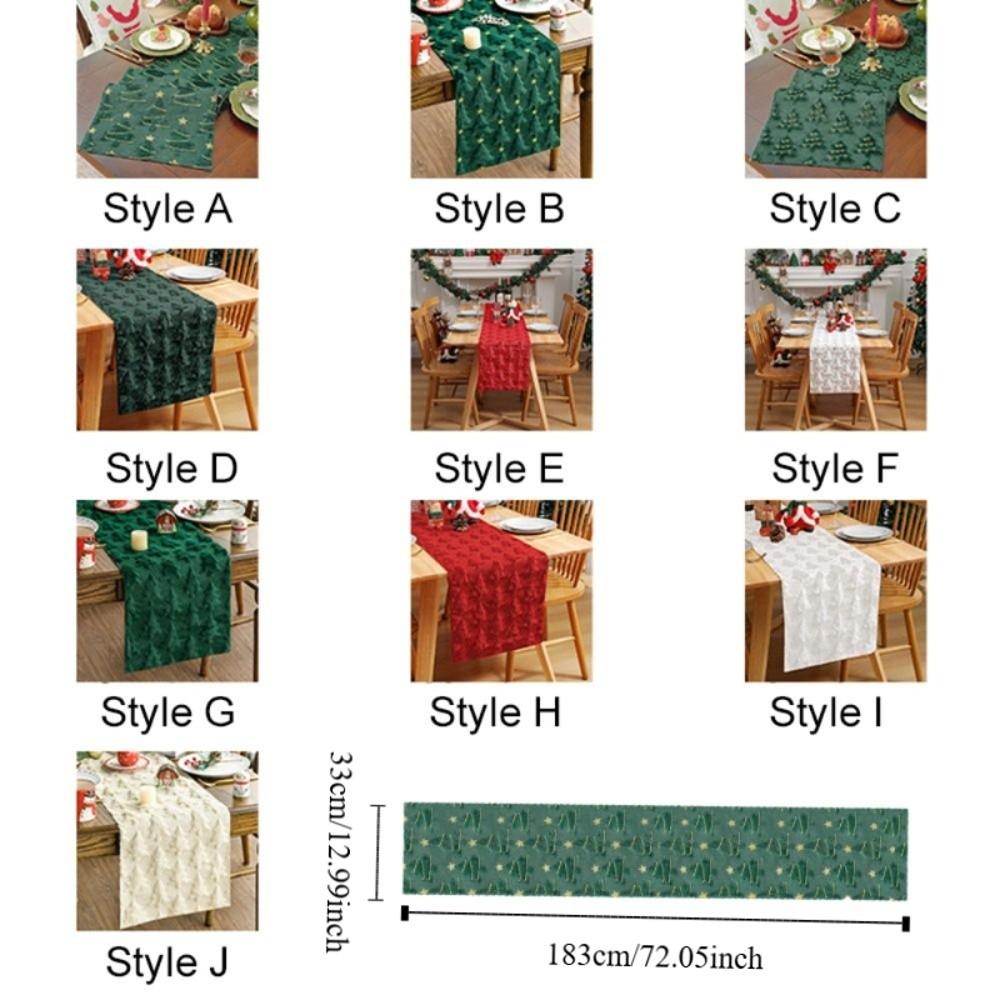 Embroidered Christmas Tree Table Runner Embossed Design Rectangular Christmas Table Cover Long Dining Tablecloth New Year