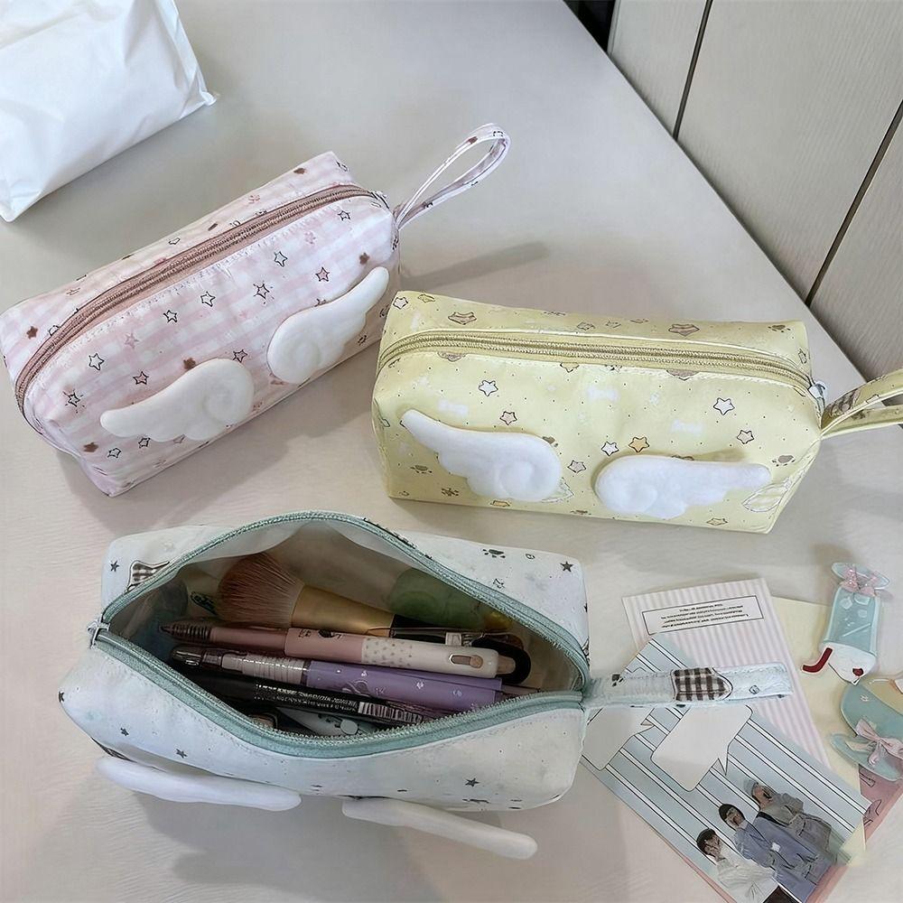 with Handle Pen Bag Large Capacity Cosmetic Bag New Stationery Bag Students Supplies