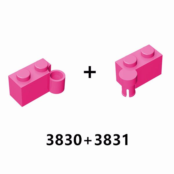 Свинья Радуга MOC Совместимые Детали 3830 3831 Кирпич-петля 1x4 Поворотная основа Строительные Блоки Детали DIY Просвещающий Блок Кирпичи Игрушка