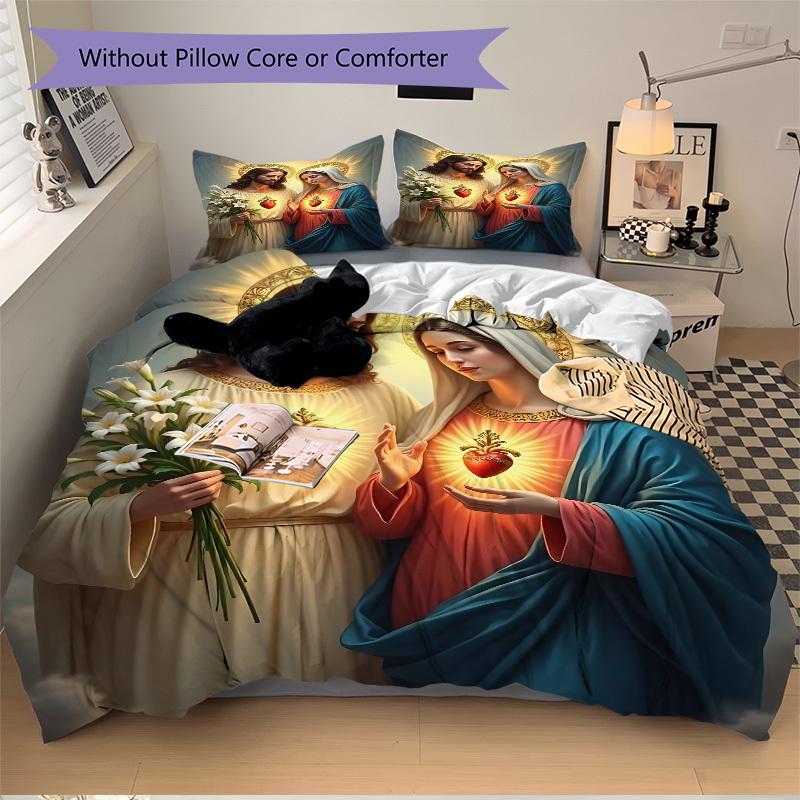 3pcs Sacred Hearts Iconography Bedding Set. Soft and Comfortable with No Core Included (1x Duvet Cover + 2x Pillow Covers) yy251009247