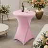 Cocktail Table Cover Solid Color Design High Elastic Oil-Proof Universal Fit Simple Installation Round High Top Table Cloth