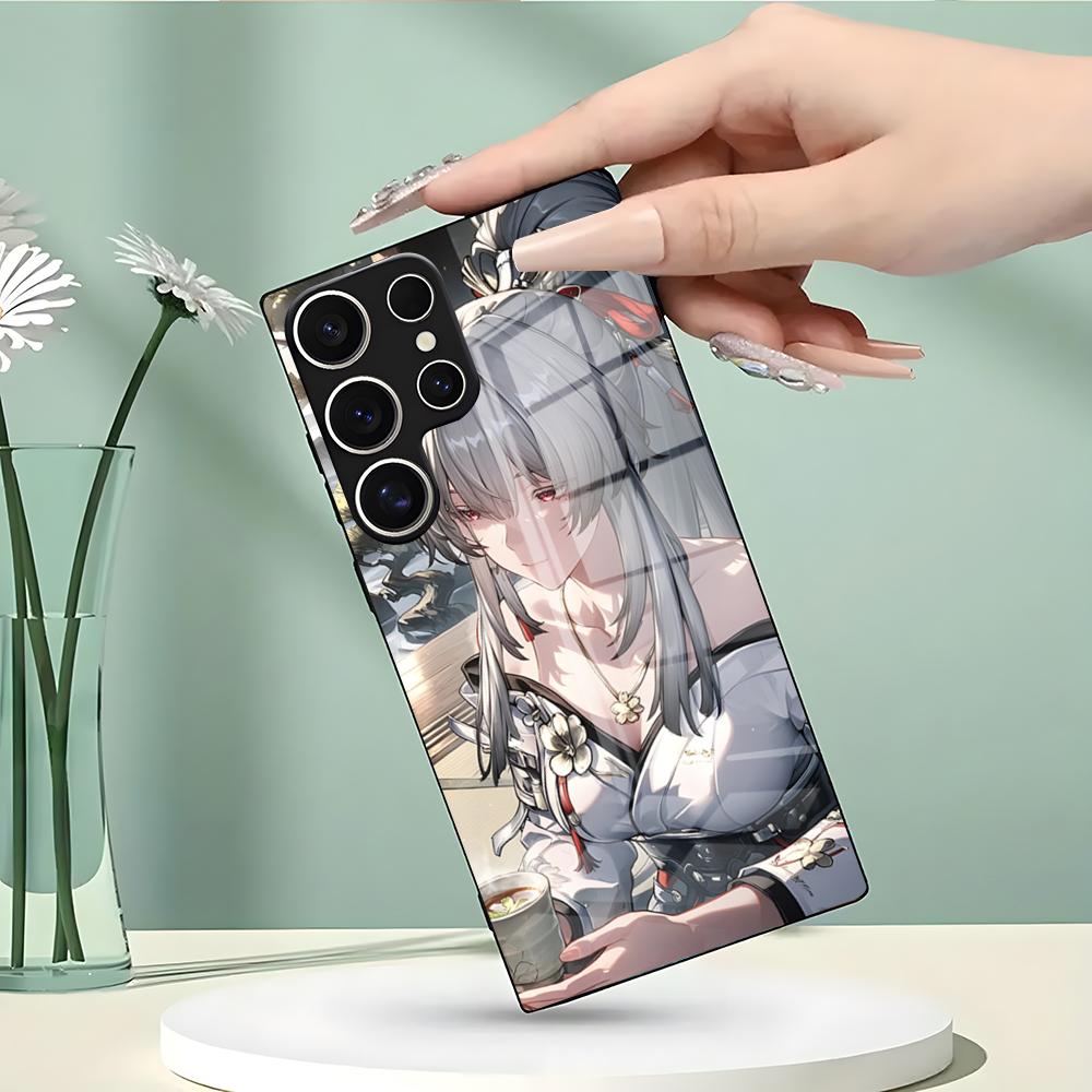 Чехол для телефона Wuthering Waves Feixue для Samsung S26 S25 Edge Ultra 23 22 21 20 Ultra Plus S24 Fe Стеклянная крышка
