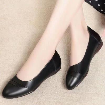 Рабочая обувь новая женская кожаная обувь мягкая кожа нескользящая обувь для мамы мягкая кожа удобная мягкая черная обувь