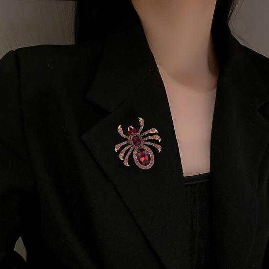 Унисекс, винтажная преувеличенная брошь в форме паука, брошь из искусственного кристалла, значок в форме животного, модные аксессуары