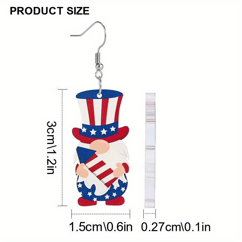 2D Flat Independence Day Gnomes Acrylic Earrings Holiday Earrings Elegant Earrings Party Earrings Holiday Gift for Friends Party Favor