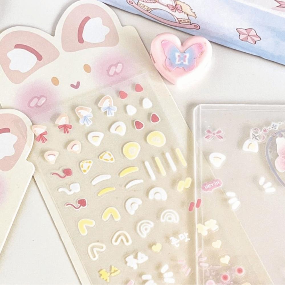 Kawaii DIY Декор Наклейки PET Детские Игрушки Наклейки Корейские Кроличьи Уши Румяна Наклейка Подарок