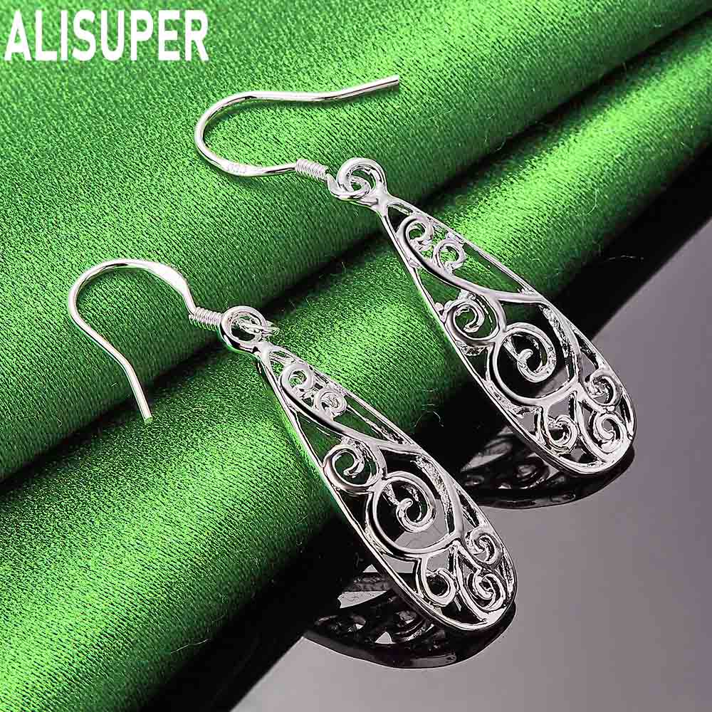 Серьги-подвески с геометрическим узором из стерлингового серебра 925 пробы, модные свадебные украшения с шармом