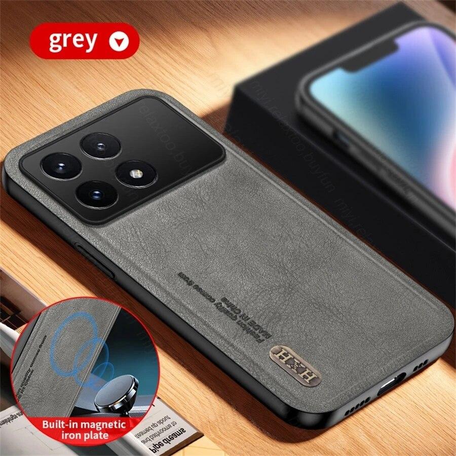 Магнитный чехол для телефона из матовой кожи в стиле ретро для Poco X6 Pro 5G, чехол из ТПУ, мягкая рамка, защита Fundas PocoX6 Poko Little X 6 Pro 6X