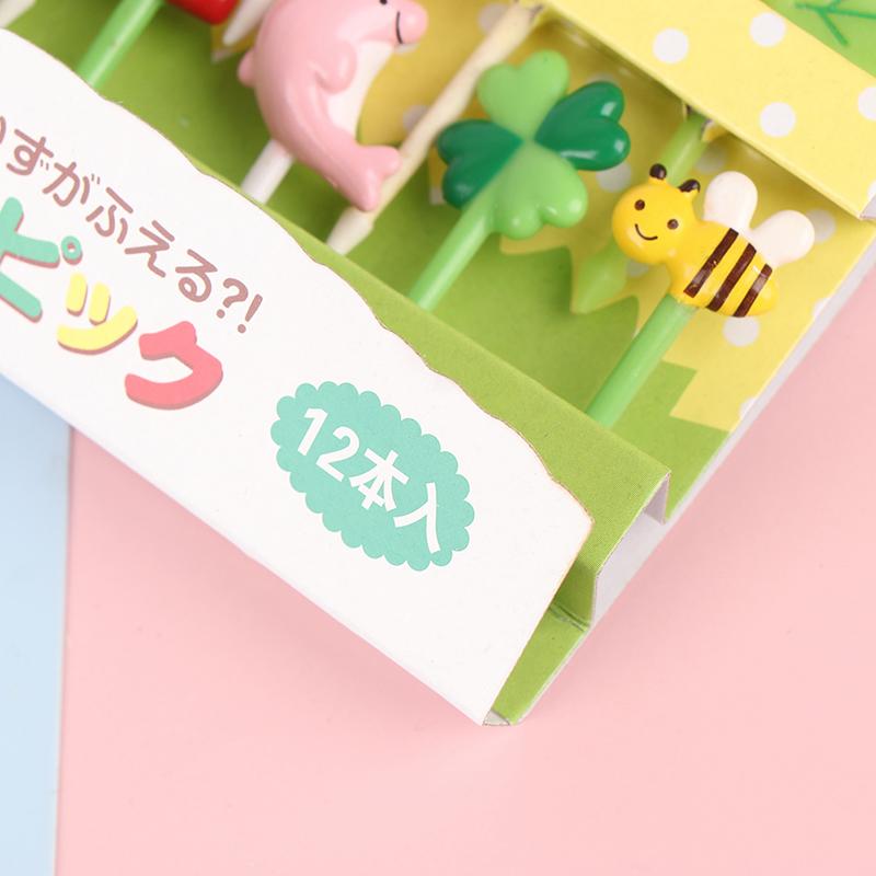 12 шт., зубочистка для выбора фруктов, украшение для вечеринки, животное, мультяшная еда, фруктовые вилки