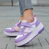 Boy's Plus Size Fashionable Thick Soled Roller Skates Girl's Wheeled Sports Shoes Outdoor Sneaker