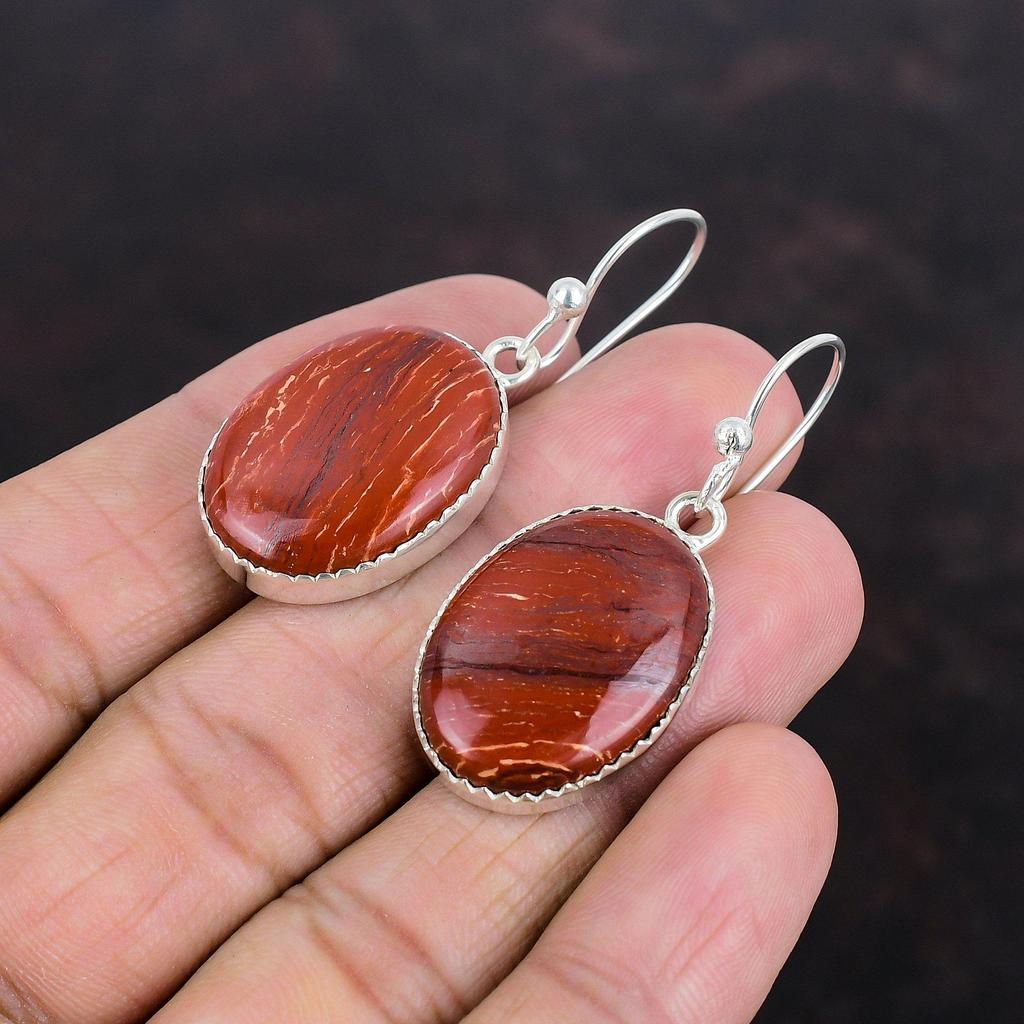 Серьги из красной змеиной яшмы, серьги с драгоценными камнями, антикварные ювелирные изделия, серьги ручной работы, серьги из стерлингового серебра 925 пробы, подарки для мамы, абсолютно новые ювелирные изделия