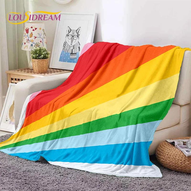 Rainbow Colour Illusion Cartoon Soft Flannel Blankets,Throw Blanket Comfortable Blanket for Picnic Beds Sofa Home Bedroom Gifts