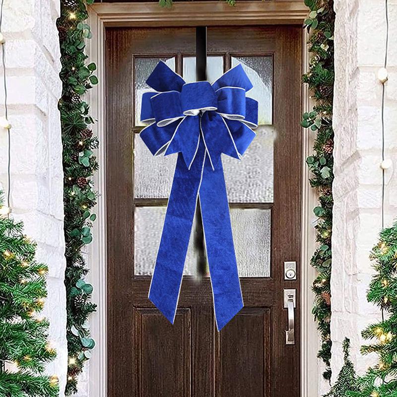 Christmas Big Ribbon Bow Outdoor Front Door Decorations Christmas Tree Hanging Red Bows New Year 2025 Supplies Home Ornaments
