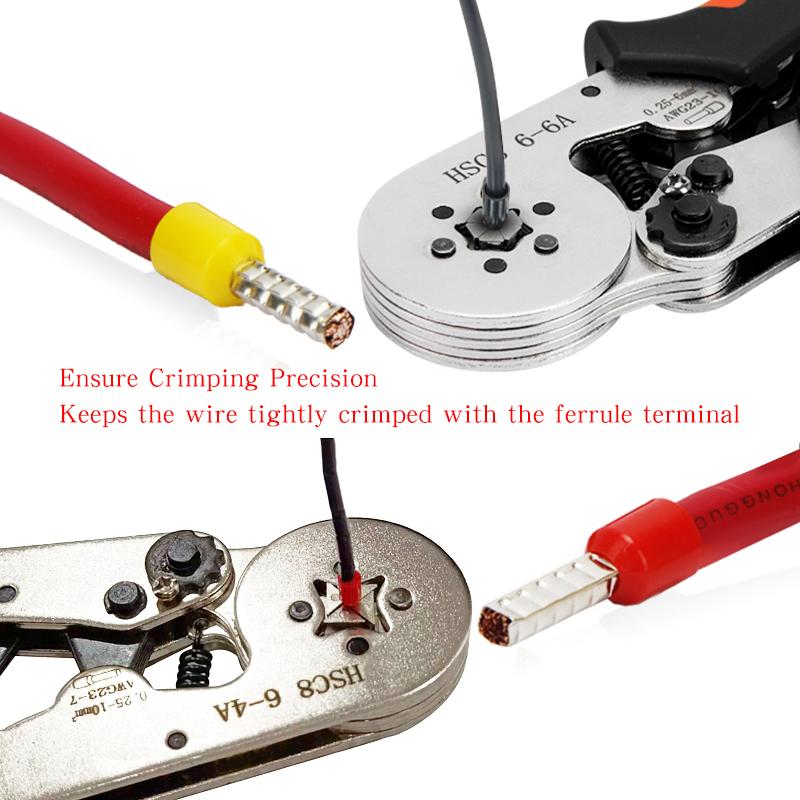 Инструменты для обжима наконечников проводов Клещи для обжима трубчатых наконечников HSC8 6-4 0,25-10 мм/6-6 0,25-6 мм Приспособления для электриков Наконечники проводов