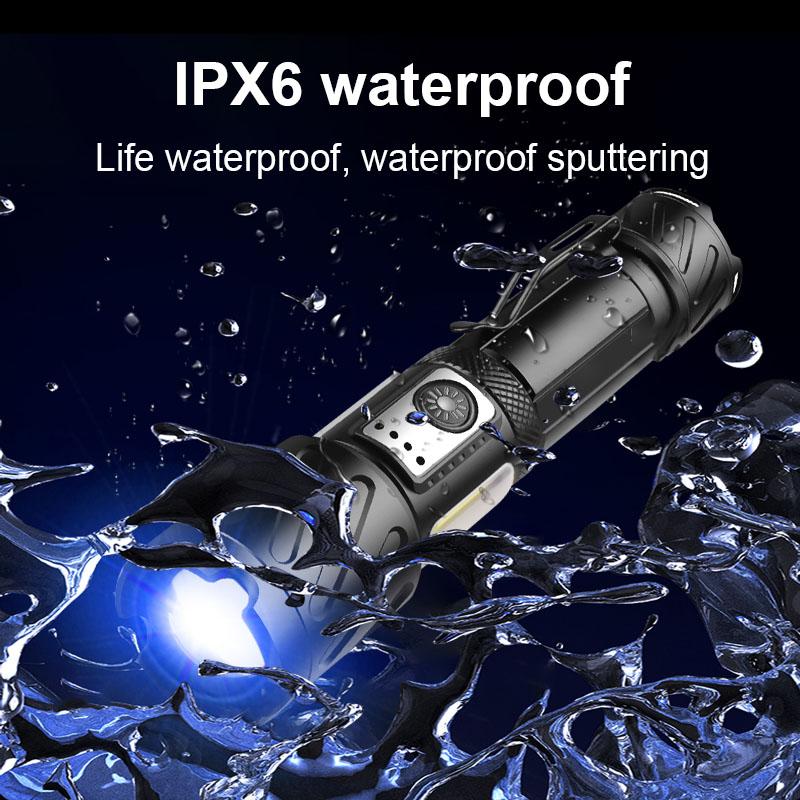 Мощный фонарик Супер яркий XHP160 LED + COB магнитная лампа Водонепроницаемая вспышка Перезаряжаемый фонарик