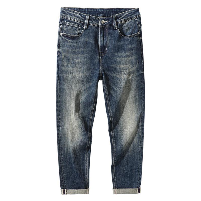 Весна и Лето Новые Мужские Американские Ретро Зауженные Прямые Большие Джинсы Стрейч Мужские