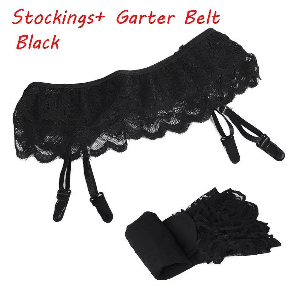 Новые женские сексуальные кружевные чулки, высокие носки + пояс для чулок