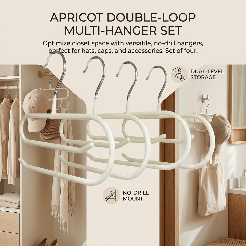 Double Layer Hat Hanger Wall Mount Organizer with No Drilling Required for Home Use
