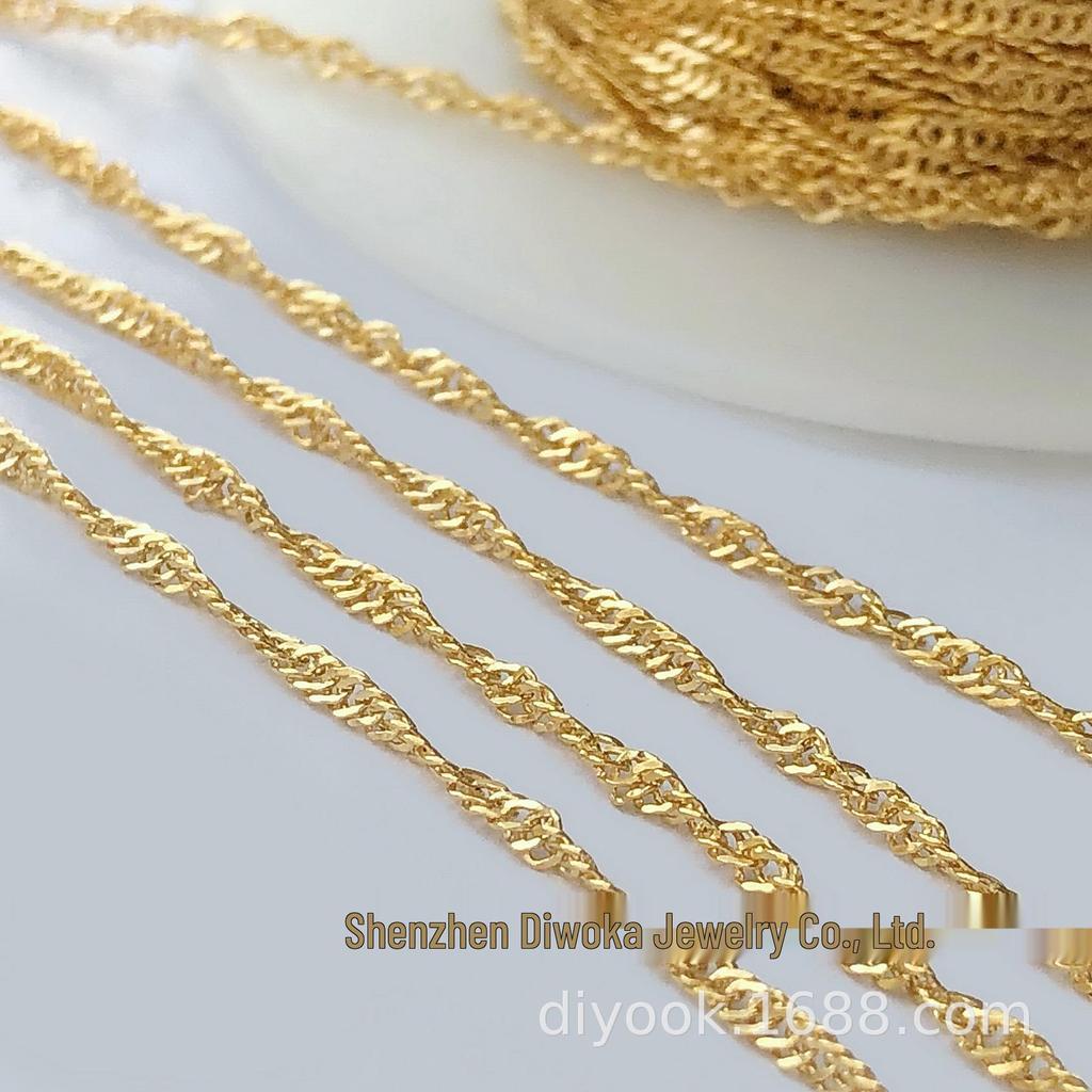 Позолоченная 14K матовая сингапурская цепочка с рисунком «Волна» для самостоятельного изготовления аксессуаров на ключицы