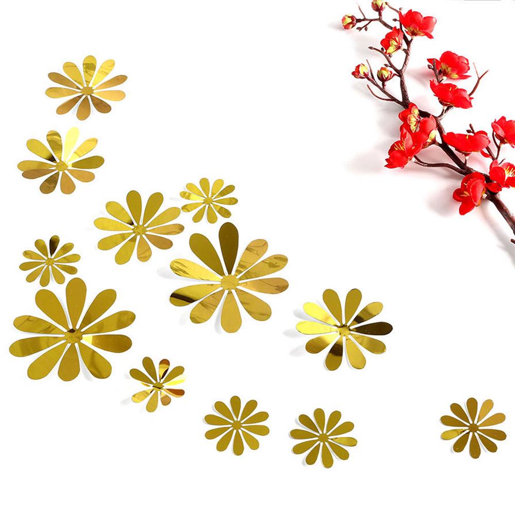 12 Pcs Holiday Wedding Market Three Dimensional Sun Flower Pattern Decoration Wall Sticker