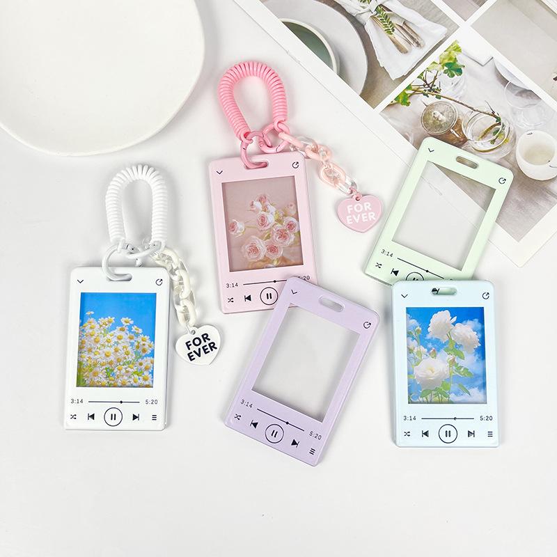Ins Transparent Acrylic Photocard Holder Keychain Idol Photo Sleeve Credit ID Bank Card Holder Student Card Case Protective Case