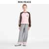 MINIPEACE Girls' Fleece-Lined Plaid Patchwork Straight-Leg Pants