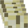 4pc Modern Sage Green Grid Placemats Linen Abstract Geometric Houndstooth Plaid Table Mats Heat Resistant Home Decor