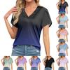 Блузки для женщин, нарядные повседневные, модные футболки с короткими рукавами и ретро-принтом, уникальный дизайн, большие футболки с v-образным вырезом