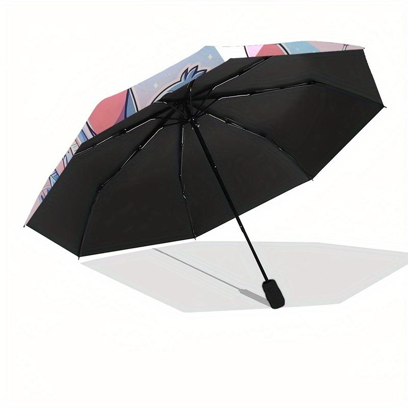 Stitch,Space Adventure Automatic Opening and Closing Umbrella 8 Ribs Windproof Portable Folding Umbrella with Plastic Handle, Suitable for