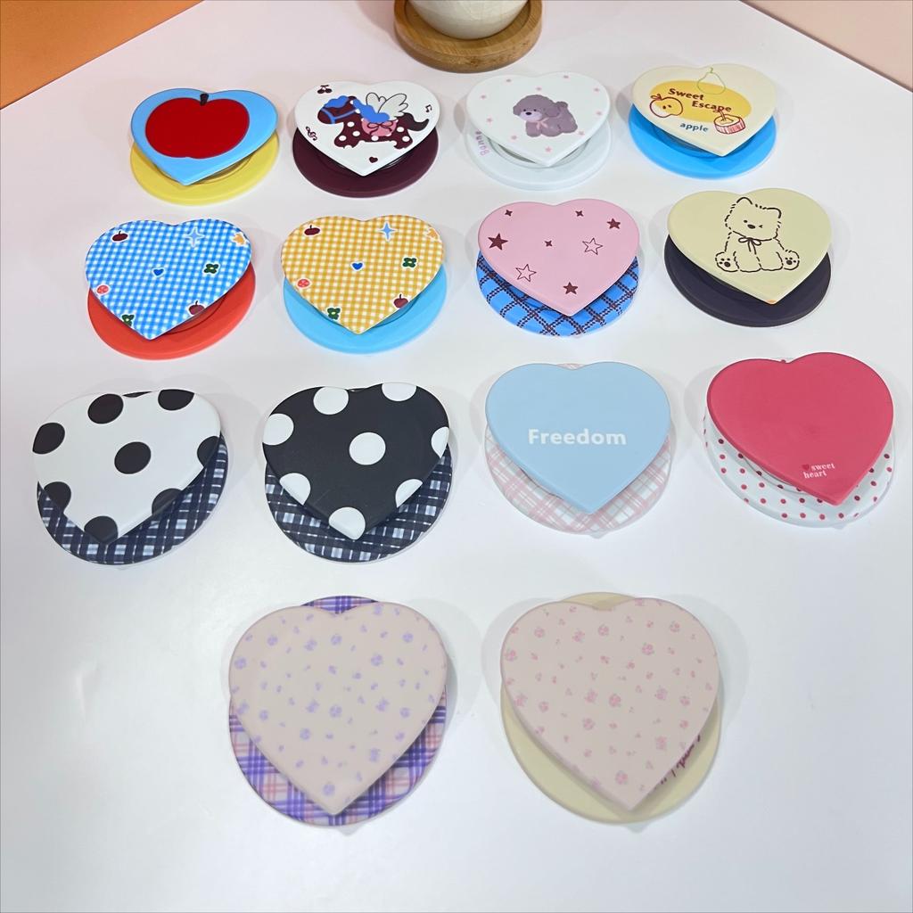 Korean Style Lovely Heart Magnetic Soft Silicone Phone Back Portable Kickstand For iPhone 17 16 15 Samsung Google
