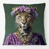 European Luxury Royal Court Leopard With Wreath Animals Portrait Painting Cushion Covers Sofa Pillowcase