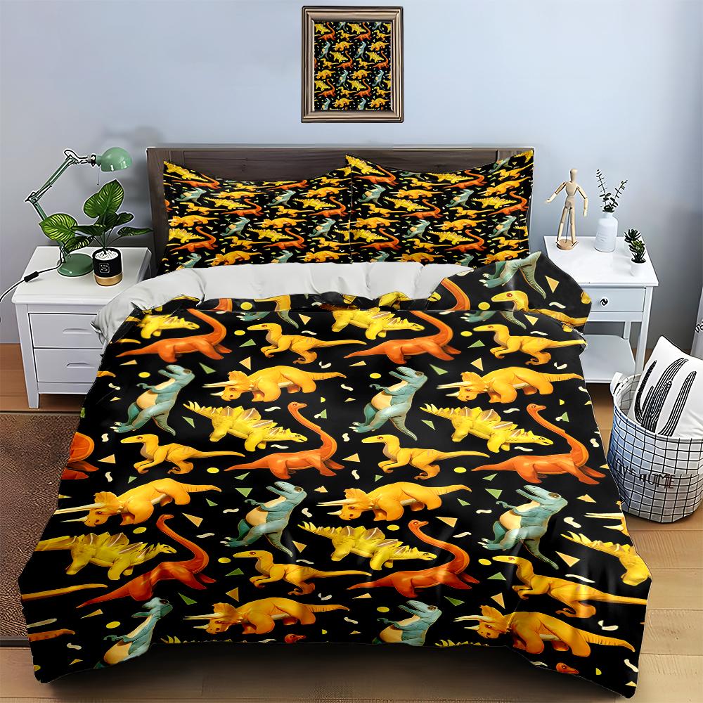 Colorful dinosaur pattern. Bedding Duvet cover sets Duvet covers Pillowcases gifts (1 * Duvet Cover 2 * Pillowcases, without duvet insert)